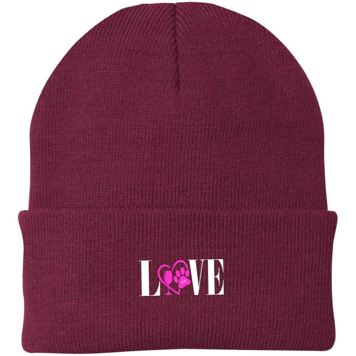 Hats Maroon / One Size Winey Bitches Co "Adopt" Embroidered Knit Cap WineyBitchesCo