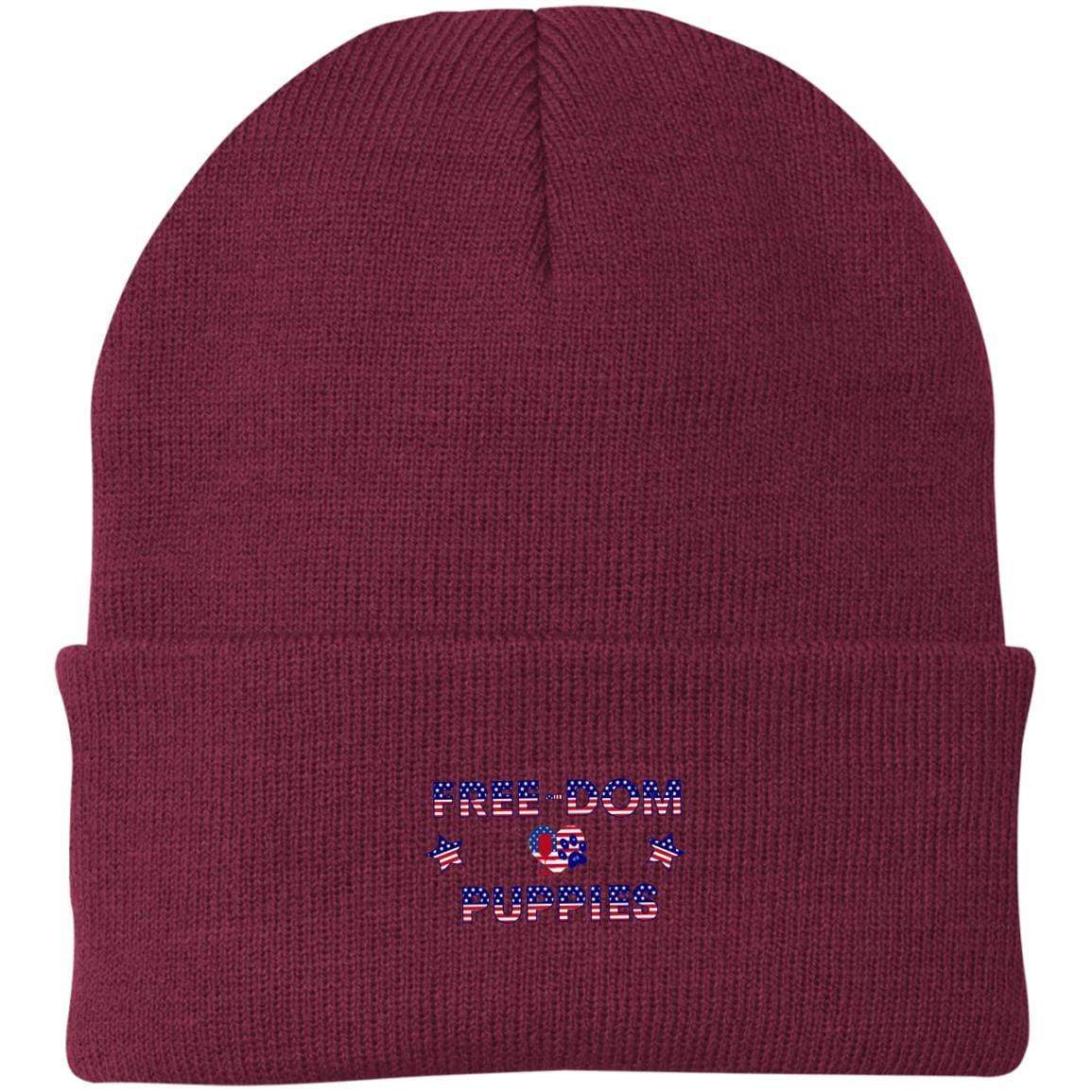 Hats Maroon / One Size Winey Bitches Co "Free-Dom Puppies" Embroidered Knit Cap WineyBitchesCo