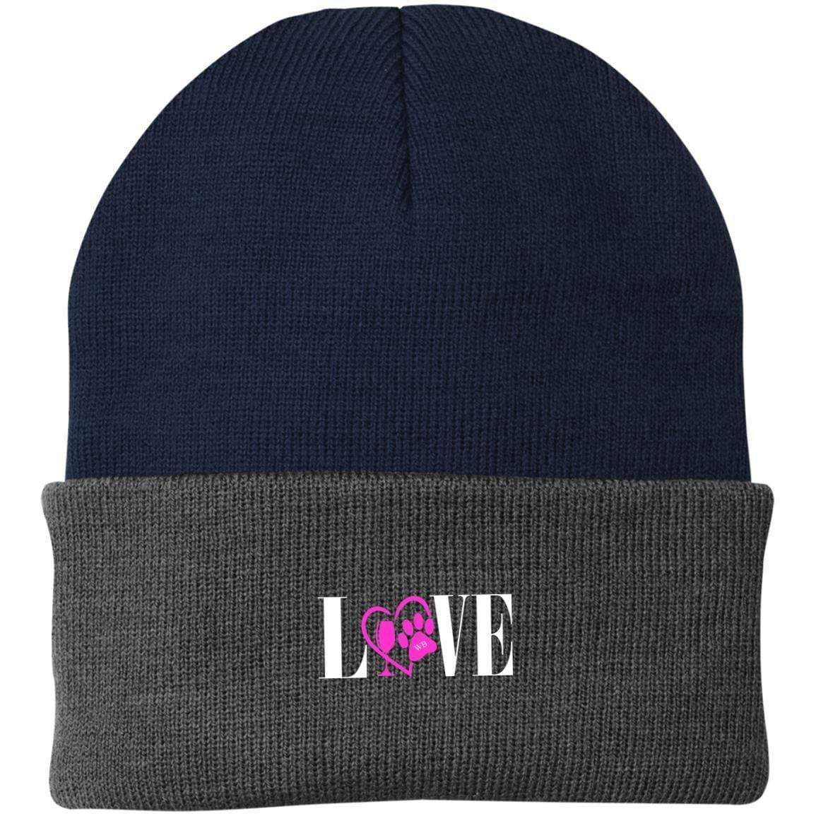 Hats Navy/Athletic Oxford / One Size Winey Bitches Co "Adopt" Embroidered Knit Cap WineyBitchesCo