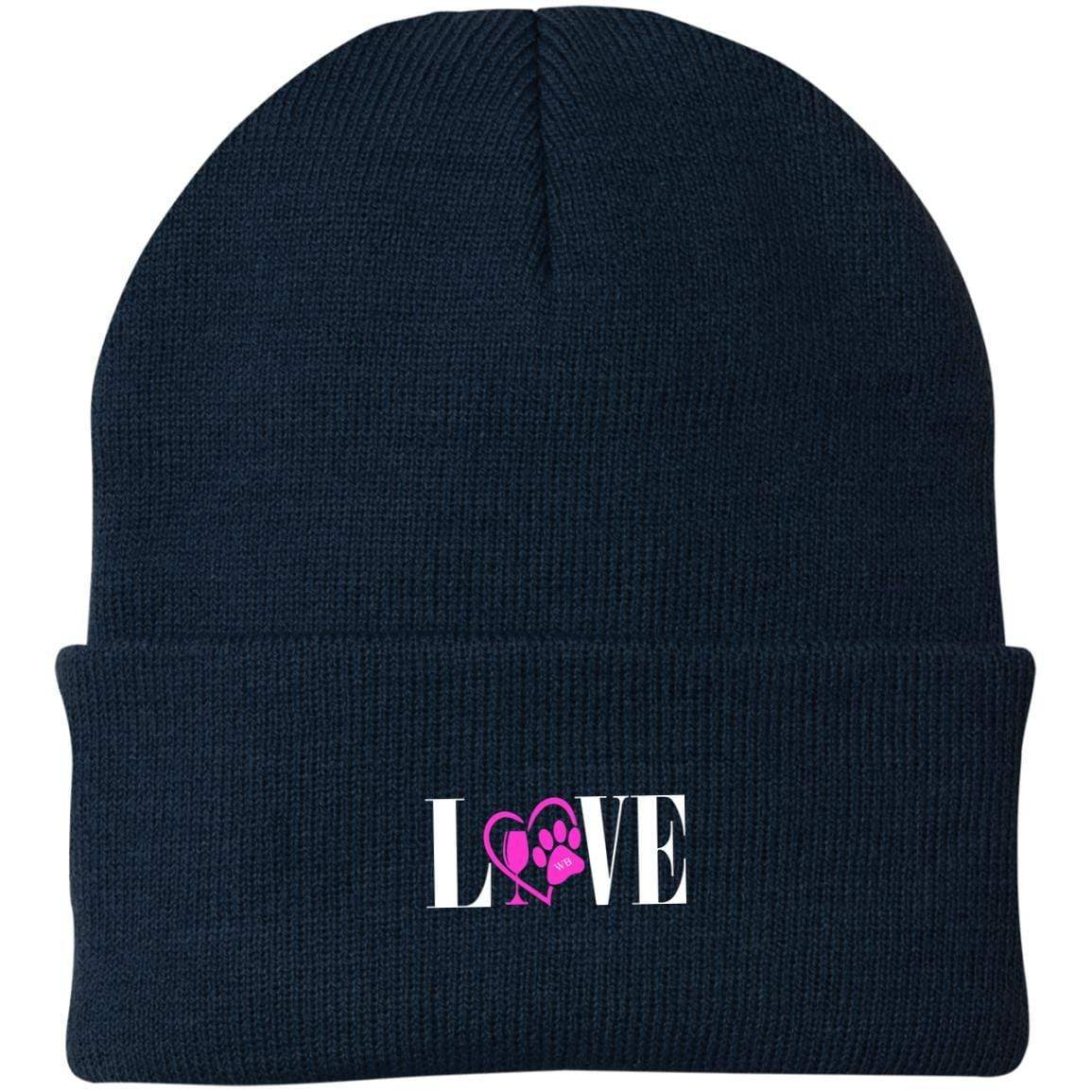 Hats Navy / One Size Winey Bitches Co "Adopt" Embroidered Knit Cap WineyBitchesCo