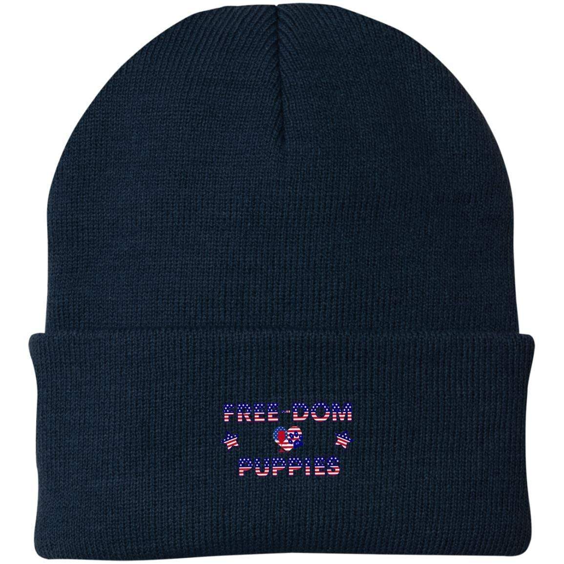Hats Navy / One Size Winey Bitches Co "Free-Dom Puppies" Embroidered Knit Cap WineyBitchesCo