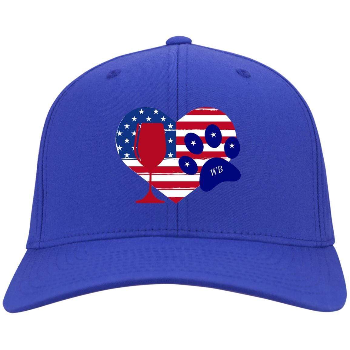 Hats Royal / One Size Winey Bitches Co Embroidered America Wine Heart Paw Twill Cap WineyBitchesCo