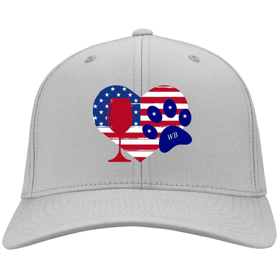 Hats Silver / One Size Winey Bitches Co Embroidered America Wine Heart Paw Twill Cap WineyBitchesCo