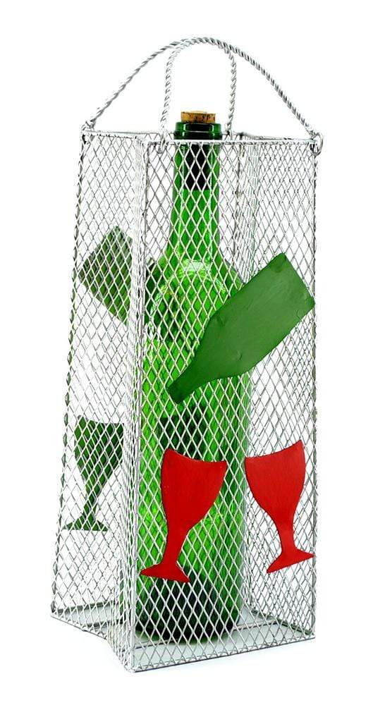 WineyBitches.co BOTTLE GIFT BAG, METAL MESH, WINE BOTTLE & GLASS DESIGN - WineyBitches.Co - Winey Bitches