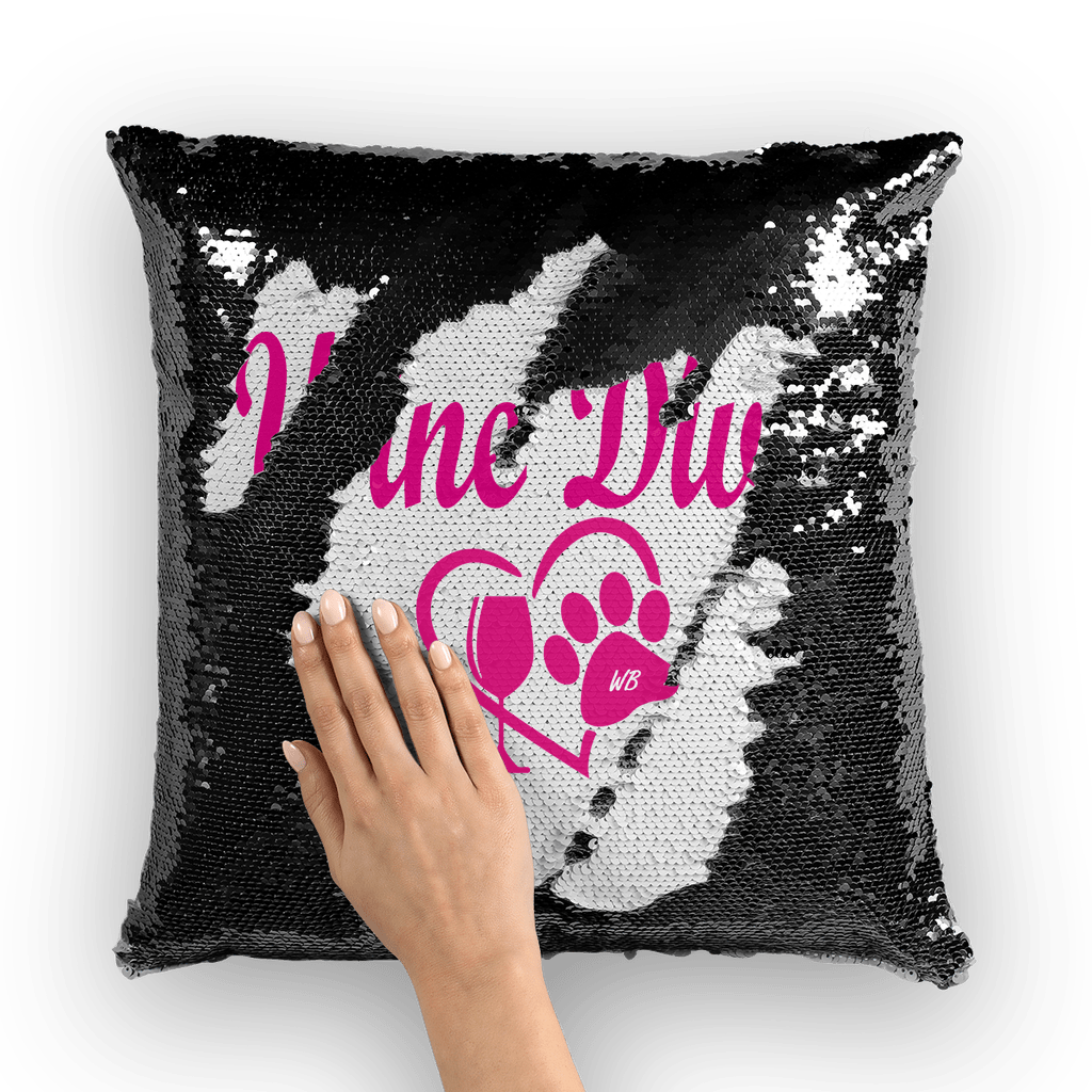 Homeware Black / White WineyBitches.co Wine Diva Collection Sequin Cushion Cover WineyBitchesCo