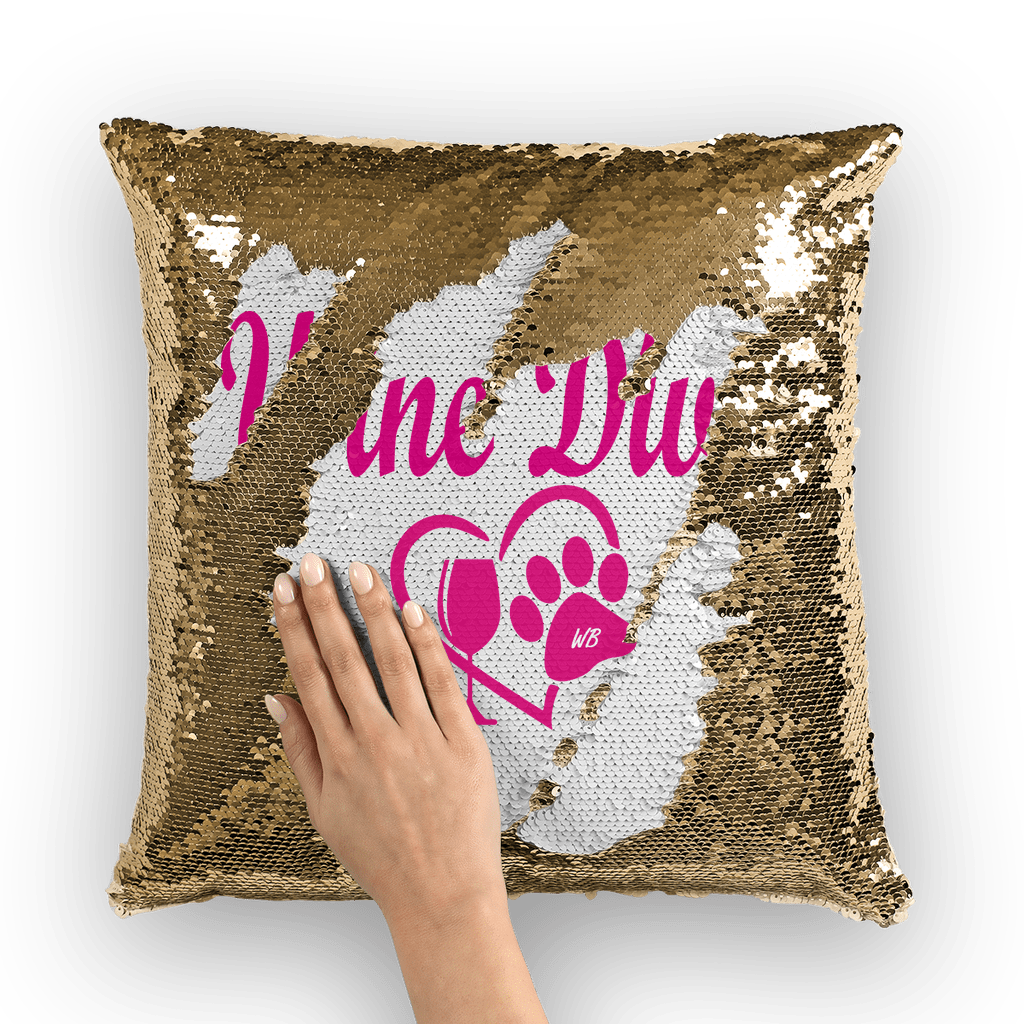 Homeware Gold / White WineyBitches.co Wine Diva Collection Sequin Cushion Cover WineyBitchesCo