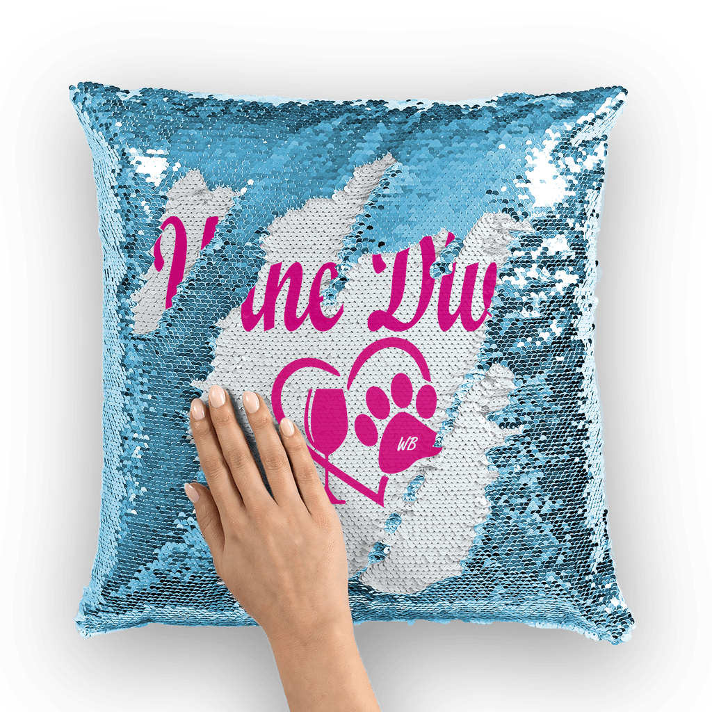Homeware Light Blue / White WineyBitches.co Wine Diva Collection Sequin Cushion Cover WineyBitchesCo