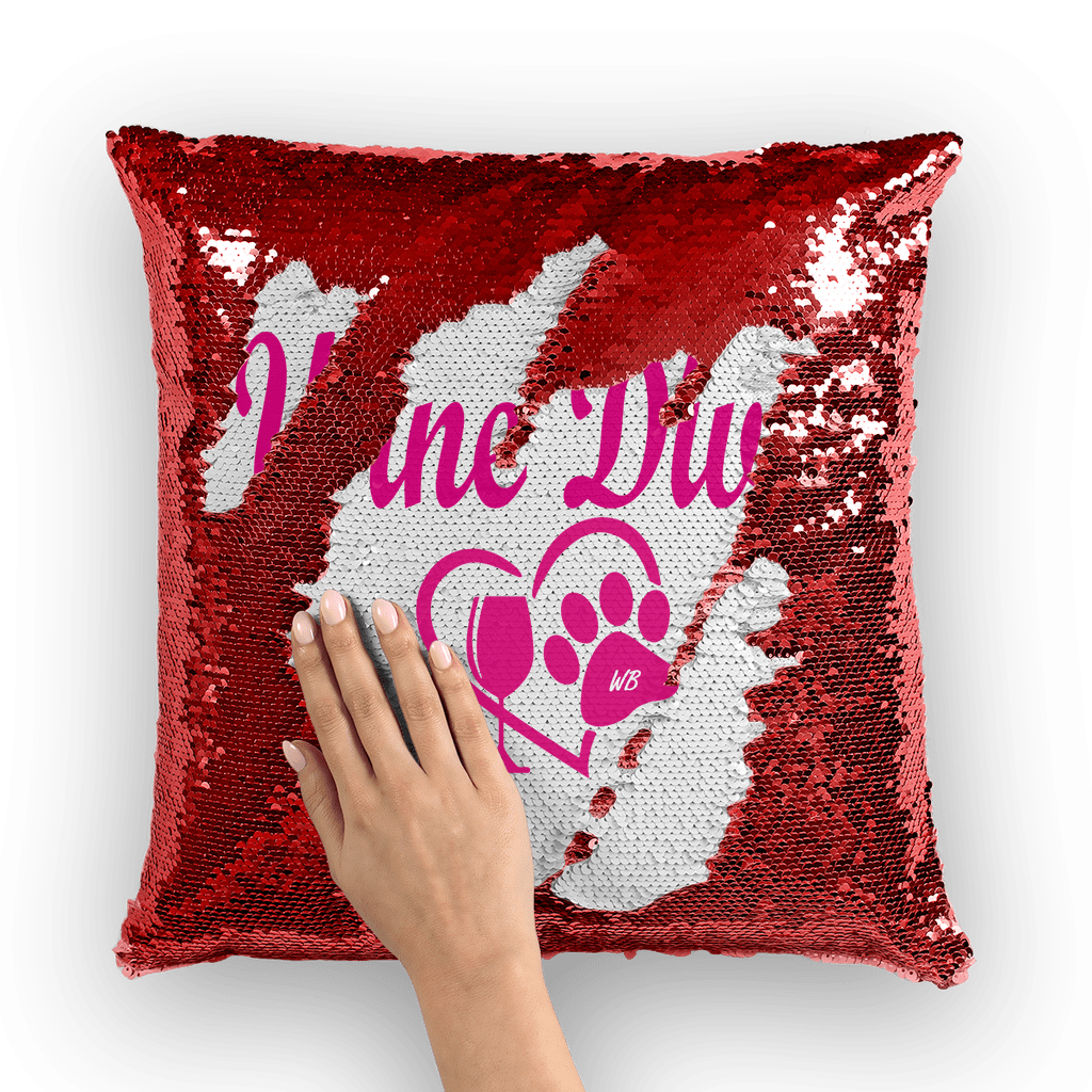Homeware Red / White WineyBitches.co Wine Diva Collection Sequin Cushion Cover WineyBitchesCo