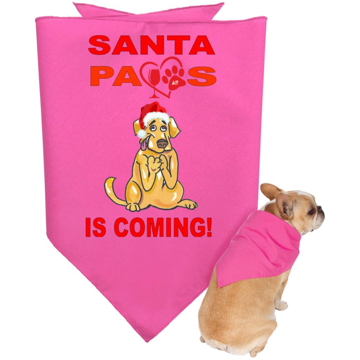 Pet Accessories Hot Pink / One Size WineyBitches.co "Santa Paws Is Coming" Doggie Bandana WineyBitchesCo