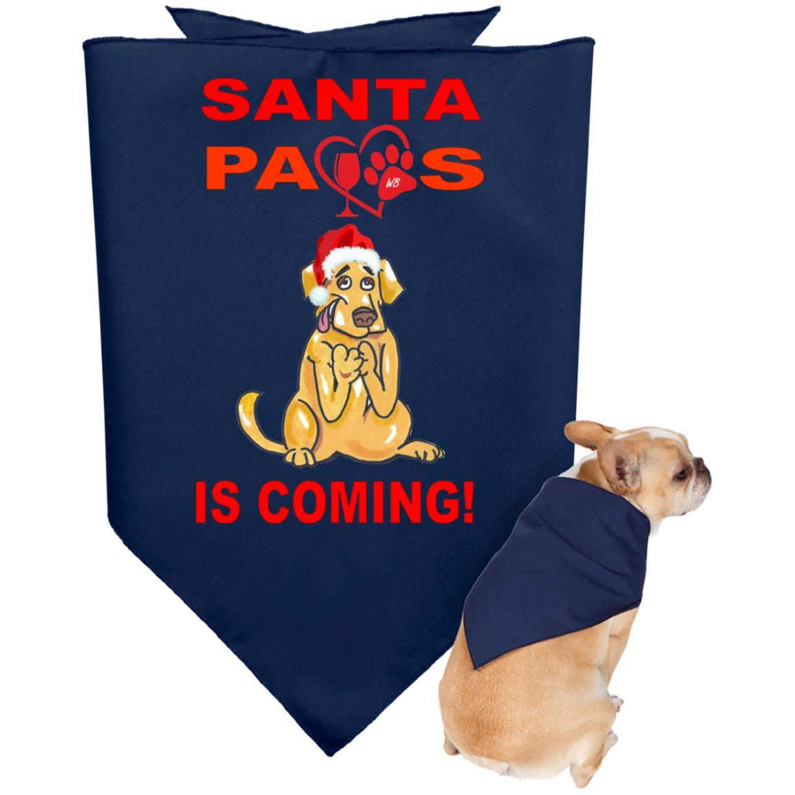 Pet Accessories Navy / One Size WineyBitches.co "Santa Paws Is Coming" Doggie Bandana WineyBitchesCo