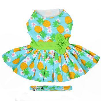 Pineapple Luau Dog Harness Dress with Matching Leash - Winey Bitches - Wine- Women- K9's