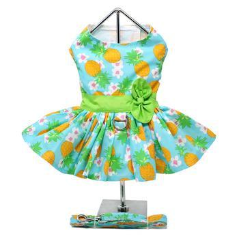 Pineapple Luau Dog Harness Dress with Matching Leash - Winey Bitches - Wine- Women- K9's