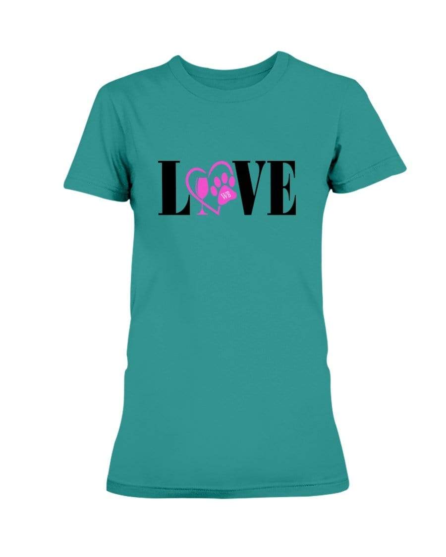 Shirts Antique Jade Dome / S Winey Bitches Co "Love" Blk Letters Ladies Missy T-Shirt WineyBitchesCo