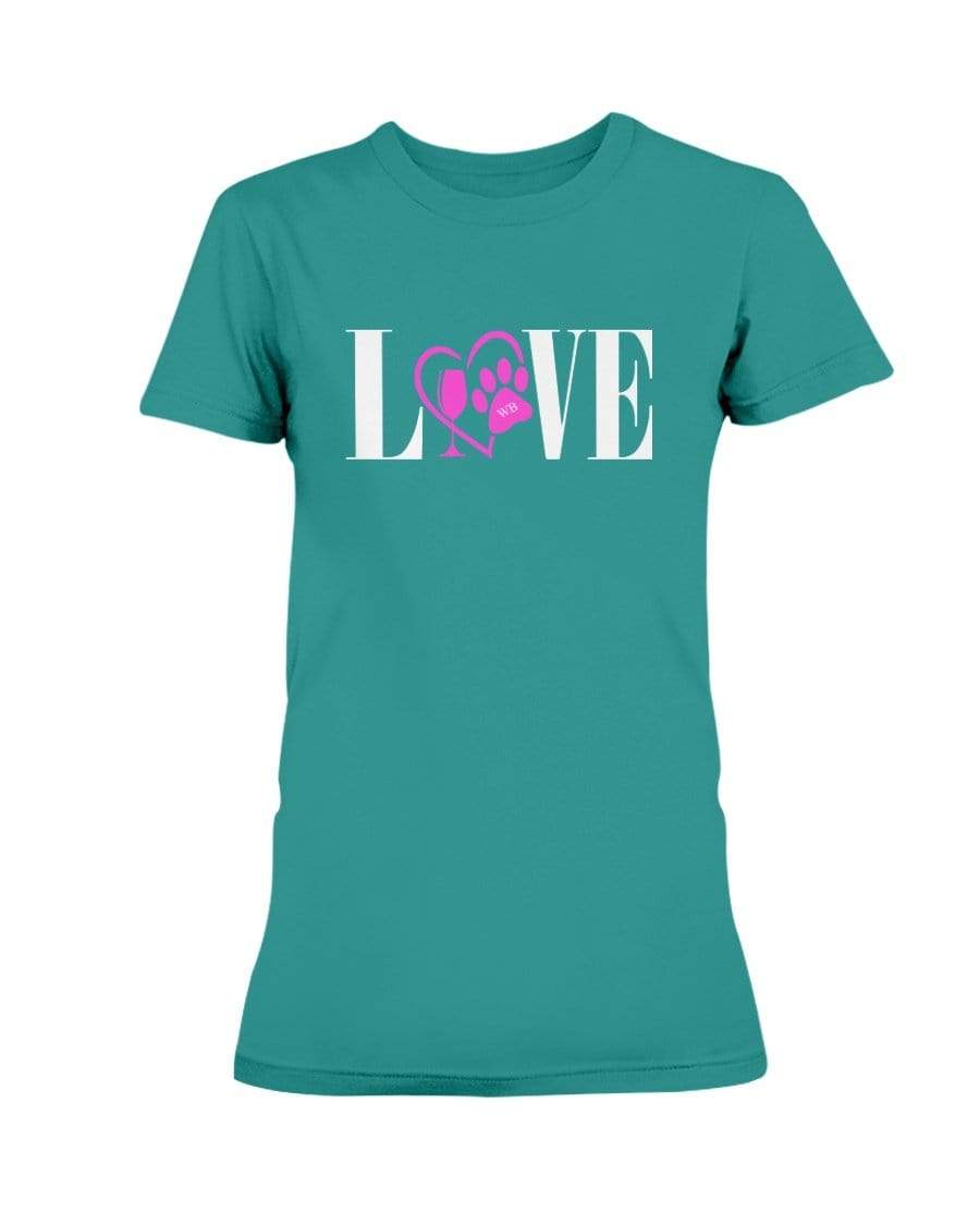 Shirts Antique Jade Dome / S Winey Bitches Co "Love" Wht Letters Ladies Missy T-Shirt WineyBitchesCo
