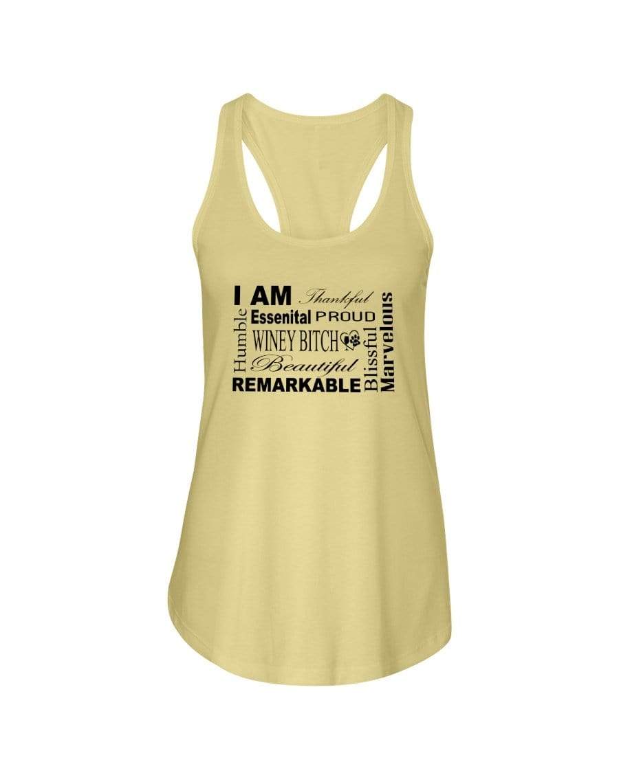 Shirts Banana Cream / XS Winey Bitches Co "I Am Proud" Black Lettering- Ladies Racerback Tank WineyBitchesCo