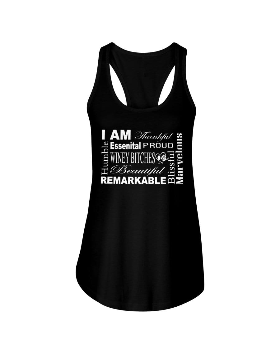 Shirts Black / XS Winey Bitches Co "I Am Essential" White Letters- Ladies Racerback Tank WineyBitchesCo