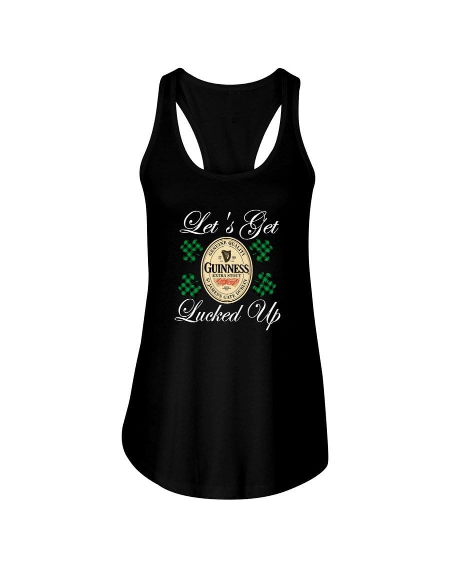 Shirts Black / XS Winey Bitches Co "Let's Get Lucked Up" Guinness Wht Lettering Ladies Racerback Tank WineyBitchesCo