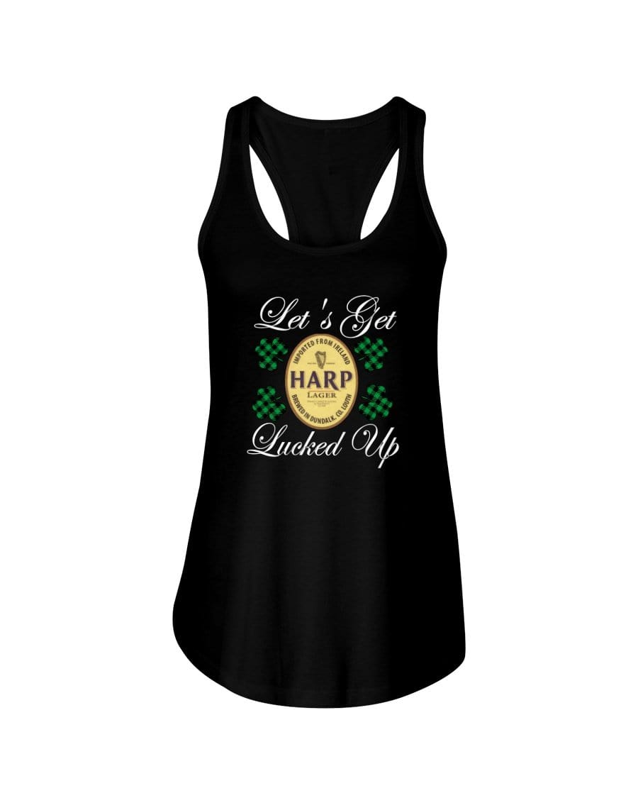 Shirts Black / XS Winey Bitches Co "Let's Get Lucked Up" Harp Wht Lettering Ladies Racerback Tank WineyBitchesCo
