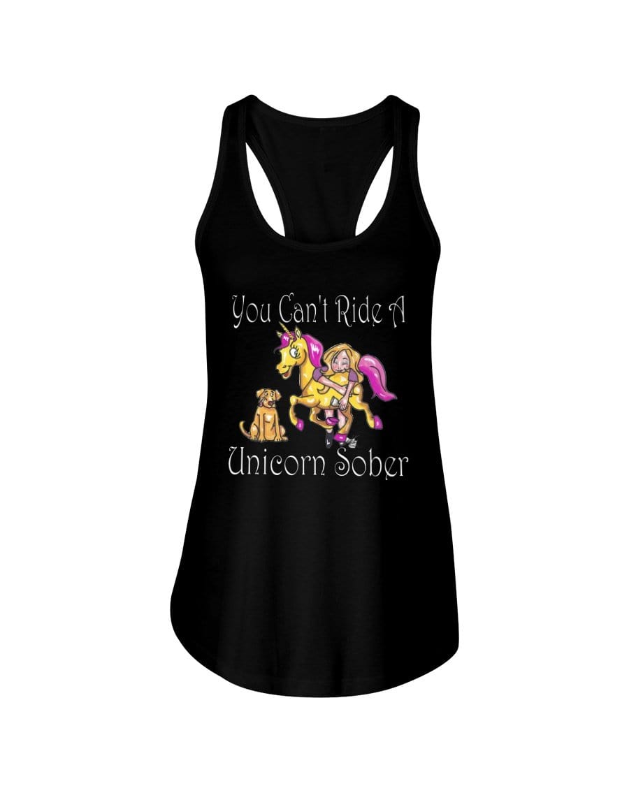 Shirts Black / XS Winey Bitches Co "You Can't Ride A Unicorn Sober" Ladies Racerback Tank WineyBitchesCo