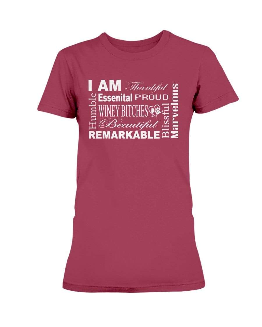 Shirts Cardinal Red / XS Winey Bitches Co "I Am Essential" White Letters-Ultra Ladies T-Shirt WineyBitchesCo