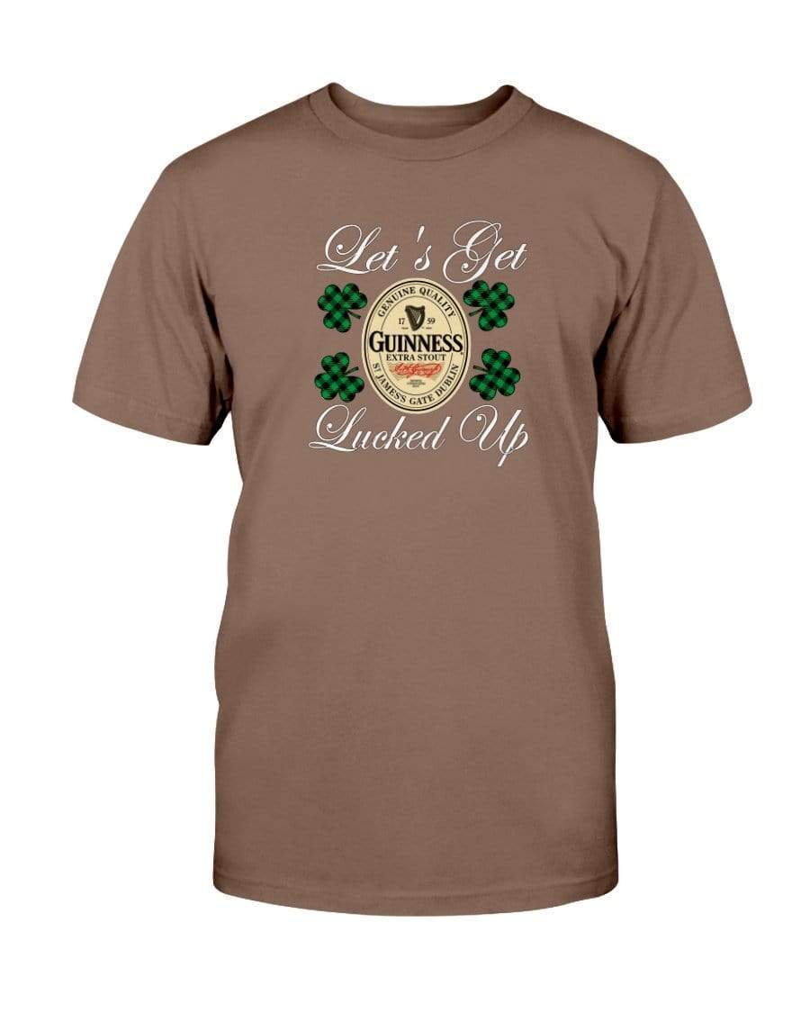 Shirts Chestnut / S Winey Bitches Co "Let's Get Lucked Up" Guinness Wht Lettering Ultra Cotton T-Shirt WineyBitchesCo