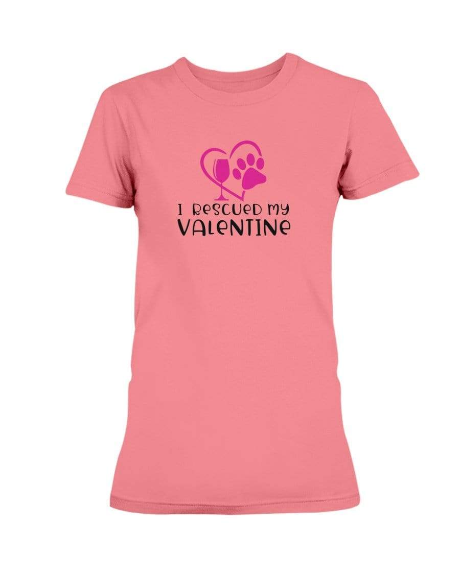 Shirts Coral Silk / S Winey Bitches Co "I Rescued My Valentine" Ladies Missy T-Shirt WineyBitchesCo