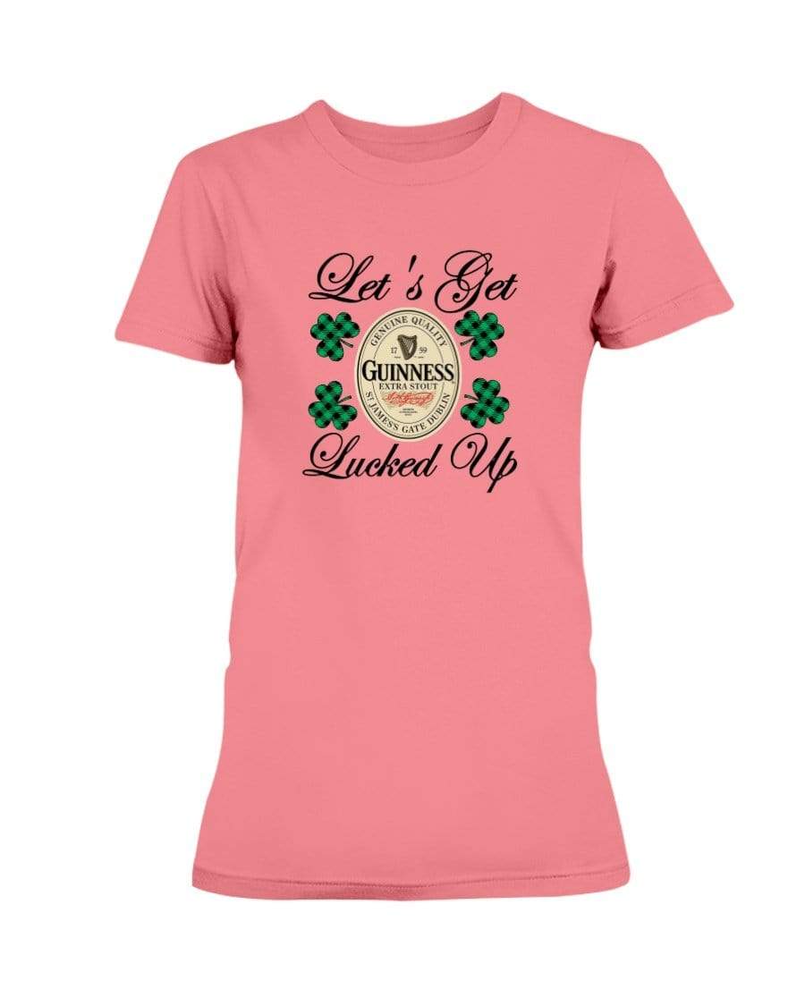 Shirts Coral Silk / S Winey Bitches Co "Let's Get Lucked Up" Guinness Ladies Missy T-Shirt WineyBitchesCo