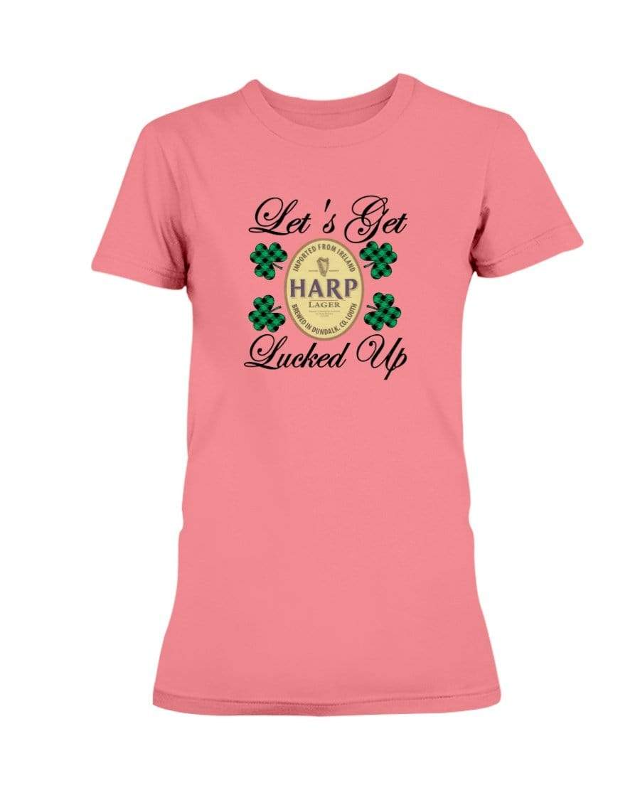 Shirts Coral Silk / S Winey Bitches Co "Let's Get Lucked Up" Harp Ladies Missy T-Shirt WineyBitchesCo