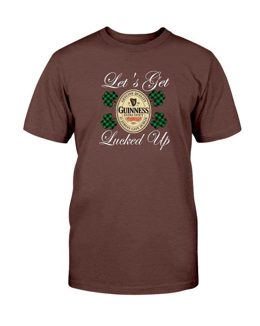 Shirts Dark Chocolate / S Winey Bitches Co "Let's Get Lucked Up" Guinness Wht Lettering Ultra Cotton T-Shirt WineyBitchesCo