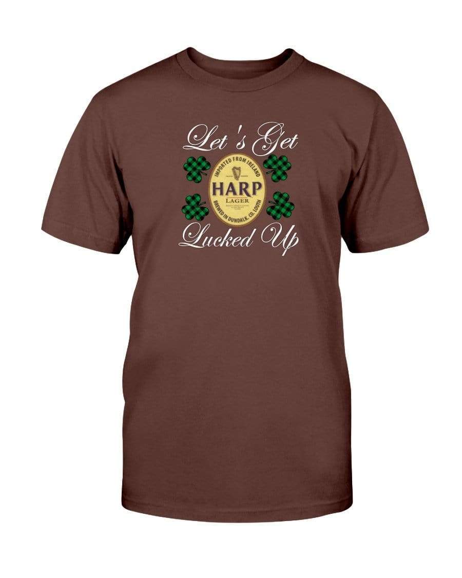 Shirts Dark Chocolate / S Winey Bitches Co "Let's Get Lucked Up" Harp Wht Lettering Ultra Cotton T-Shirt WineyBitchesCo