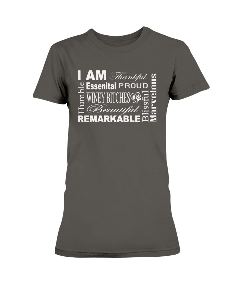 Shirts Dark Chocolate / XS Winey Bitches Co "I Am Essential" White Letters-Ultra Ladies T-Shirt WineyBitchesCo