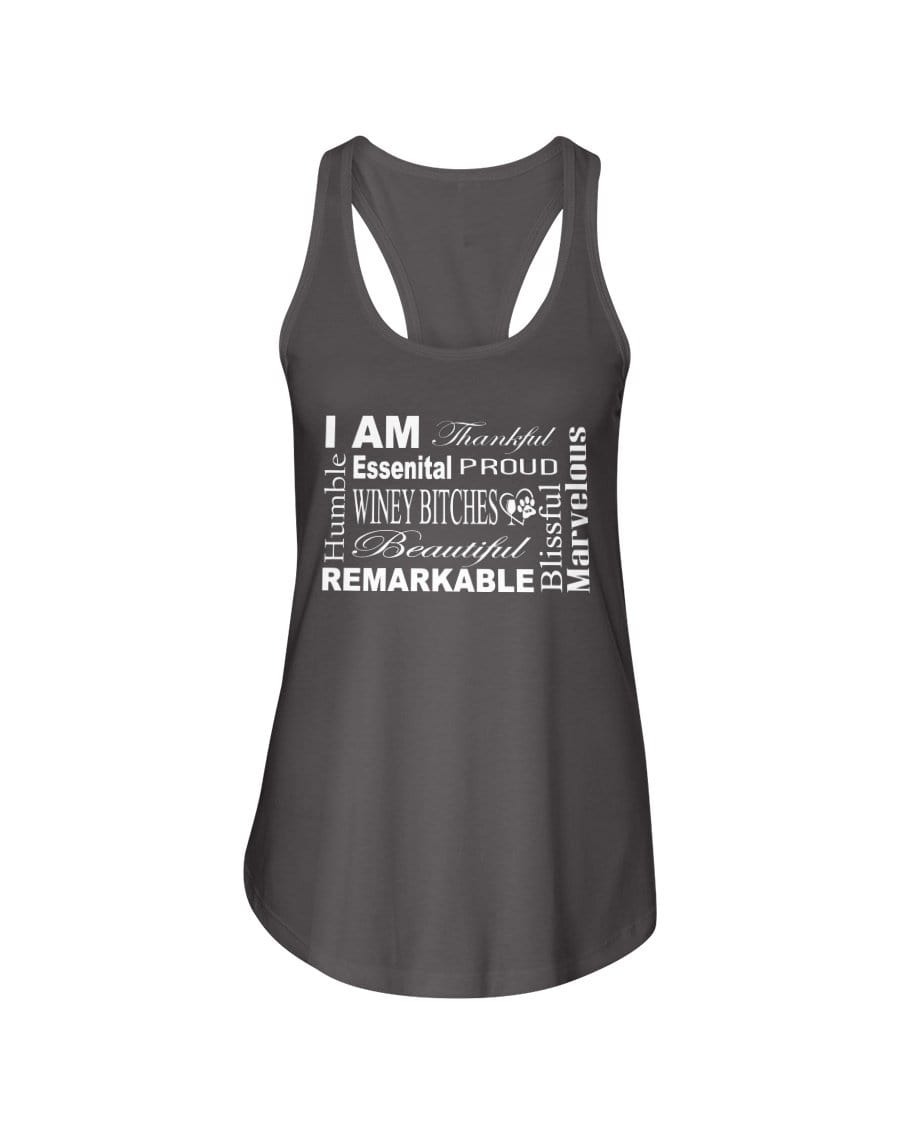 Shirts Dark Gray / XS Winey Bitches Co "I Am Proud" White Lettering- Ladies Racerback Tank WineyBitchesCo