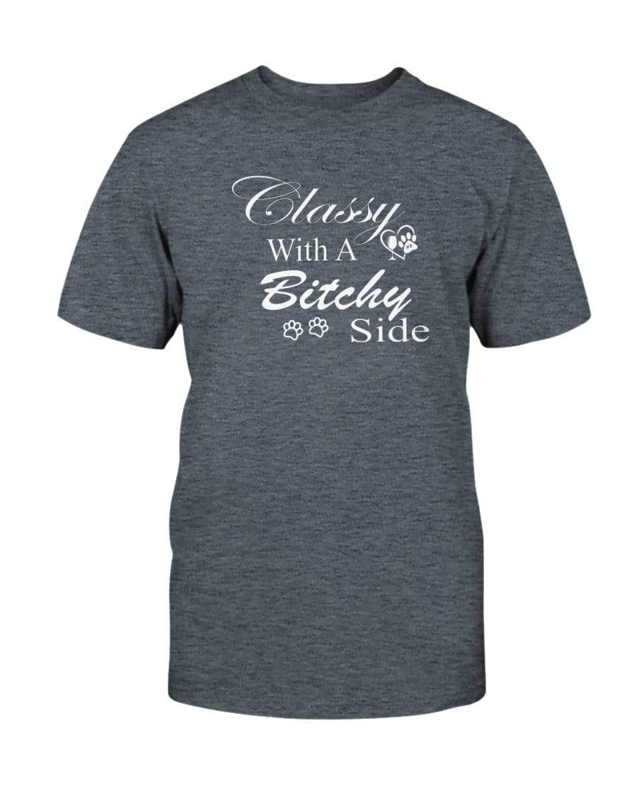 Shirts Dark Heather / S Winey Bitches Co "Classy with a Bitchy Side" White Letters -Ultra Cotton T-Shirt WineyBitchesCo
