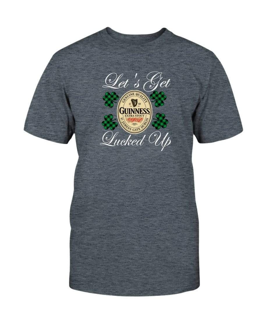 Shirts Dark Heather / S Winey Bitches Co "Let's Get Lucked Up" Guinness Wht Lettering Ultra Cotton T-Shirt WineyBitchesCo