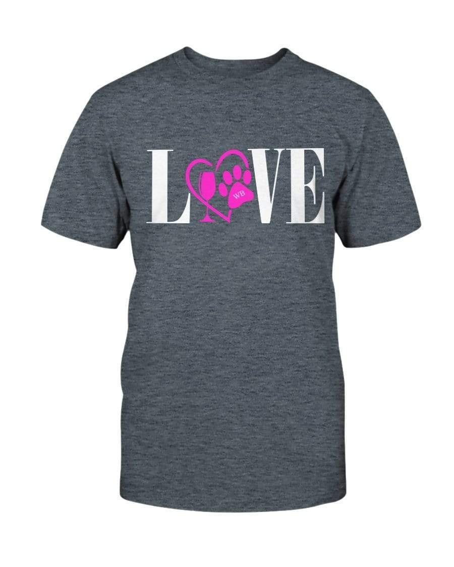 Shirts Dark Heather / S Winey Bitches Co "Love" Wht Letters Ultra Cotton T-Shirt WineyBitchesCo