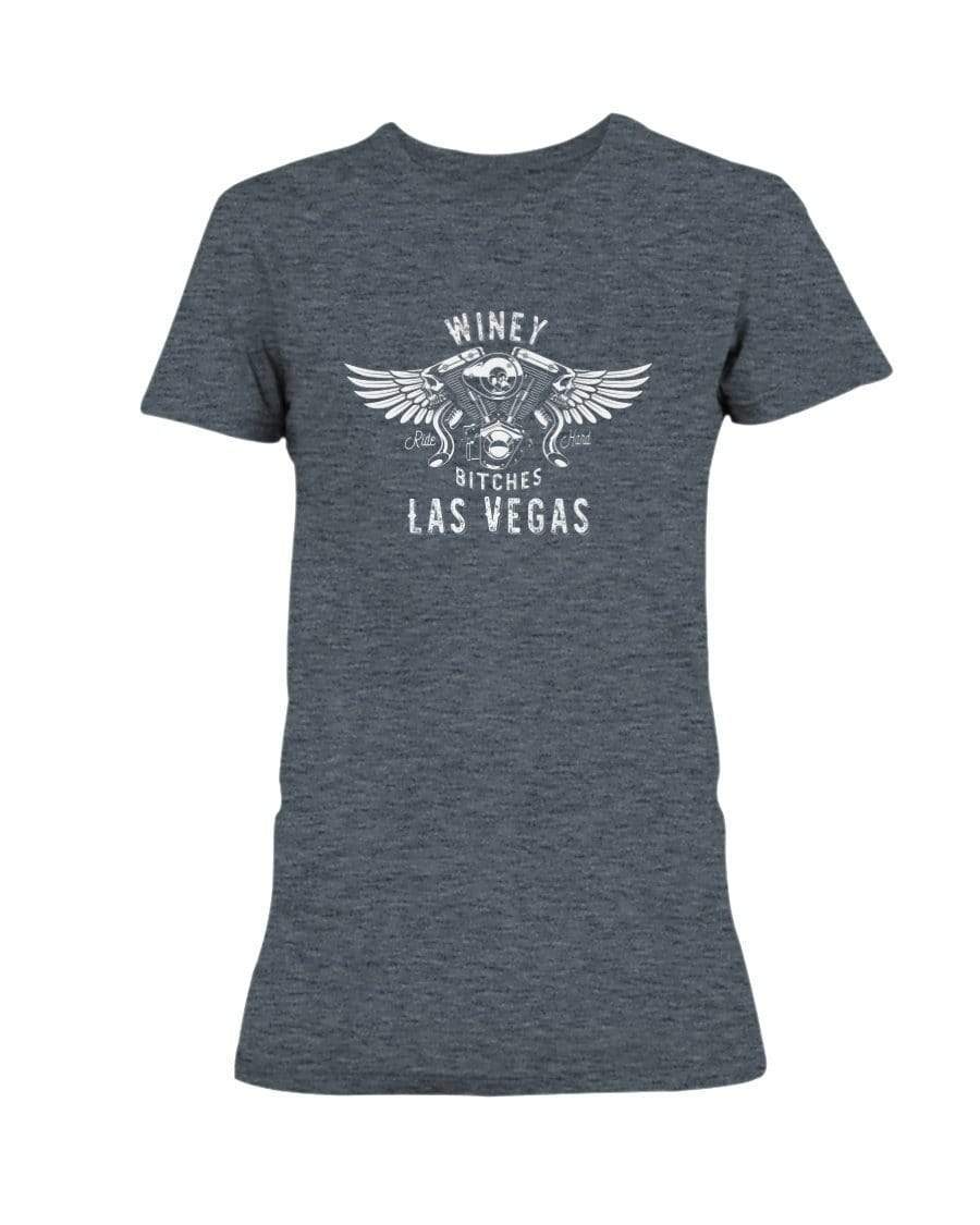 Shirts Dark Heather / XS Winey Bitches Co "Ride Hard Las Vegas" Ultra Ladies T-Shirt-Wht Lettering WineyBitchesCo