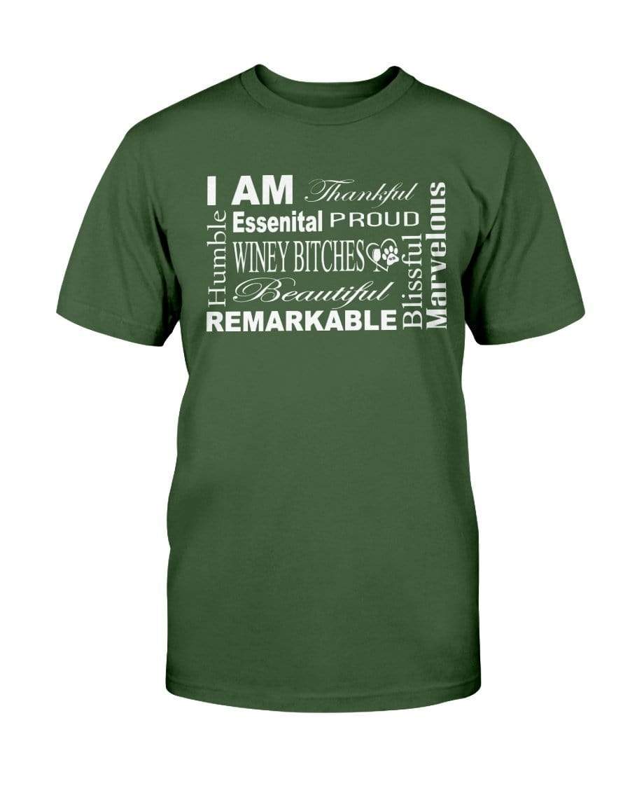 Shirts Forest Green / S Winey Bitches Co "I Am Proud" White Lettering- Ultra Cotton T-Shirt WineyBitchesCo