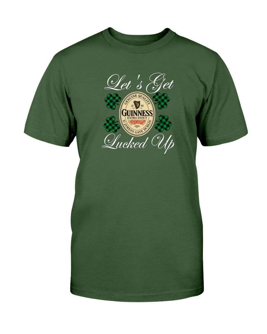 Shirts Forest Green / S Winey Bitches Co "Let's Get Lucked Up" Guinness Wht Lettering Ultra Cotton T-Shirt WineyBitchesCo