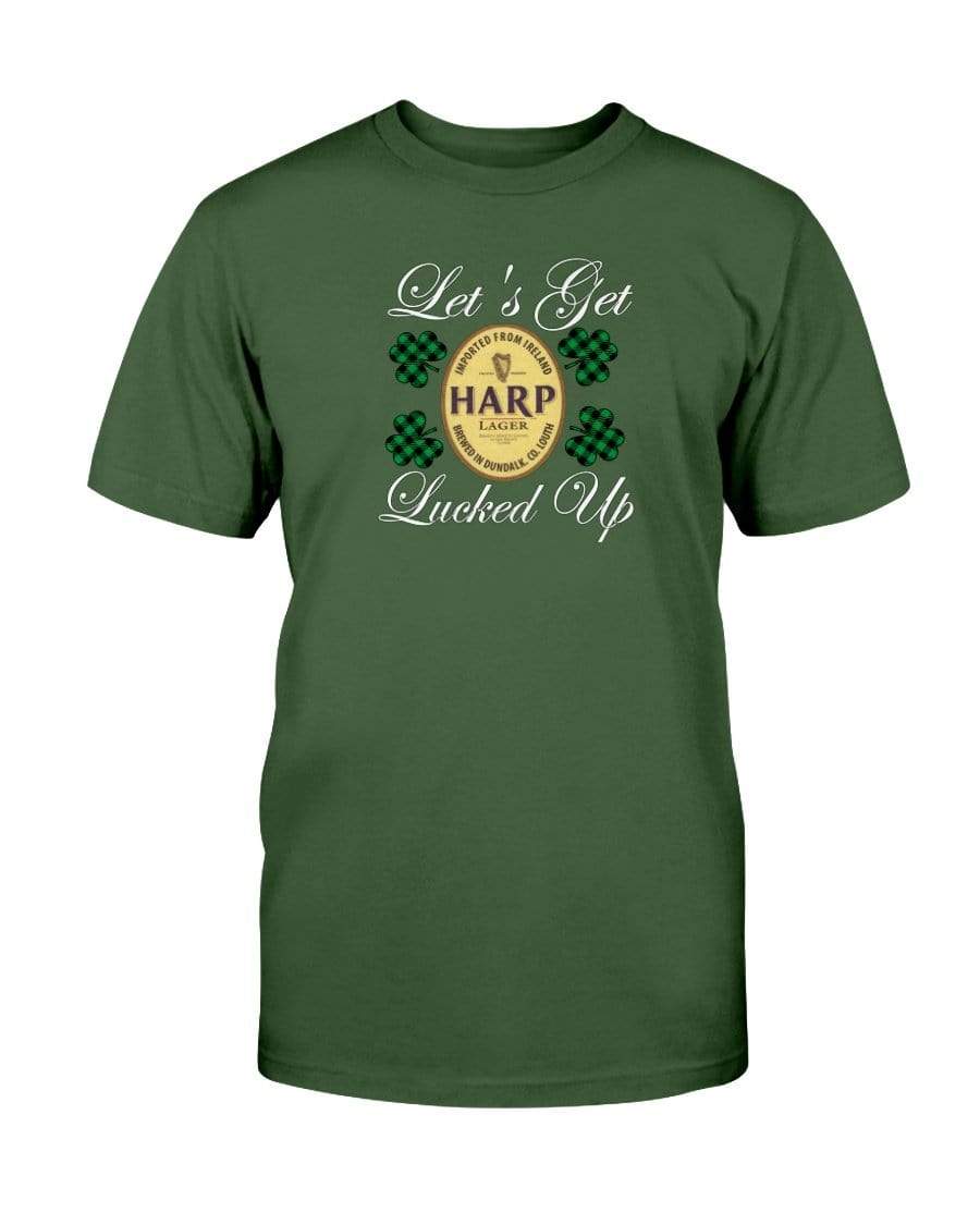 Shirts Forest Green / S Winey Bitches Co "Let's Get Lucked Up" Harp Wht Lettering Ultra Cotton T-Shirt WineyBitchesCo