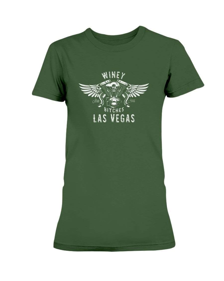 Shirts Forest Green / XS Winey Bitches Co "Ride Hard Las Vegas" Ultra Ladies T-Shirt-Wht Lettering WineyBitchesCo