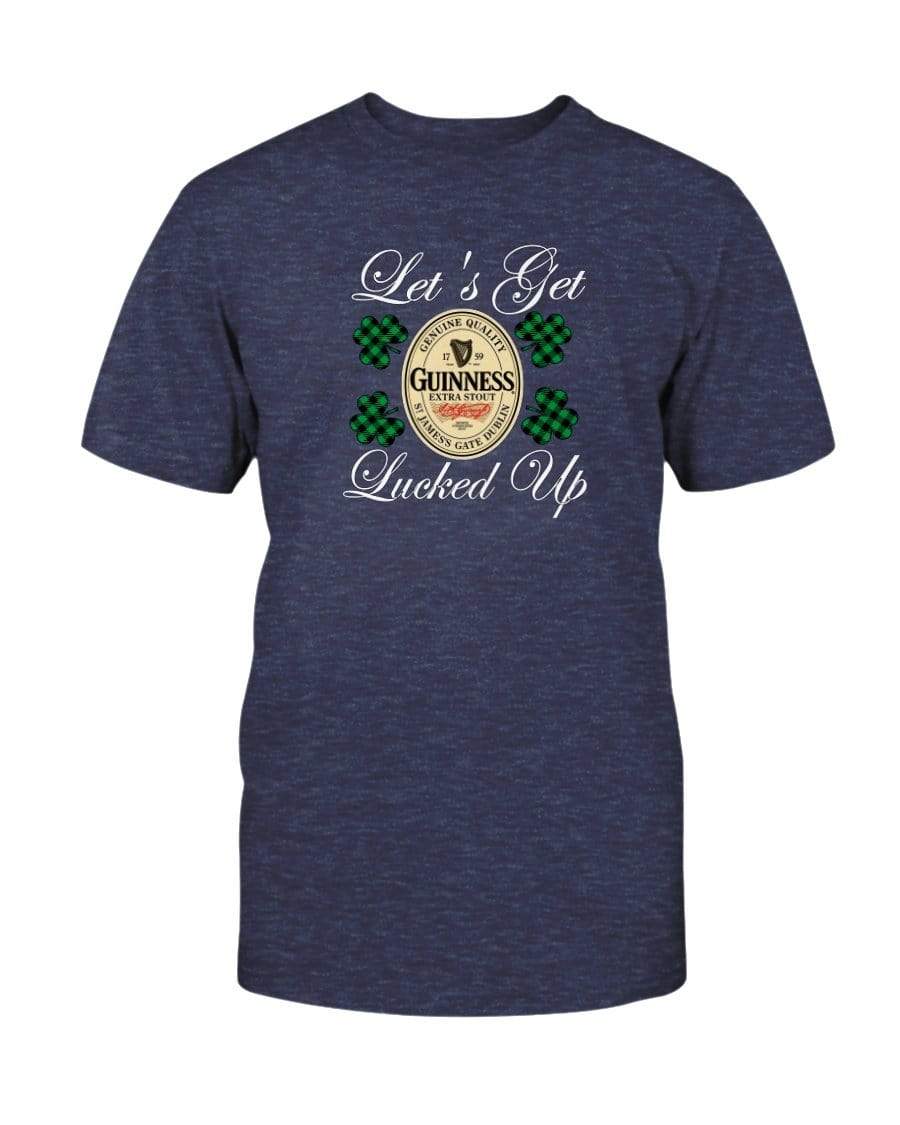 Shirts Heather Navy / S Winey Bitches Co "Let's Get Lucked Up" Guinness Wht Lettering Ultra Cotton T-Shirt WineyBitchesCo