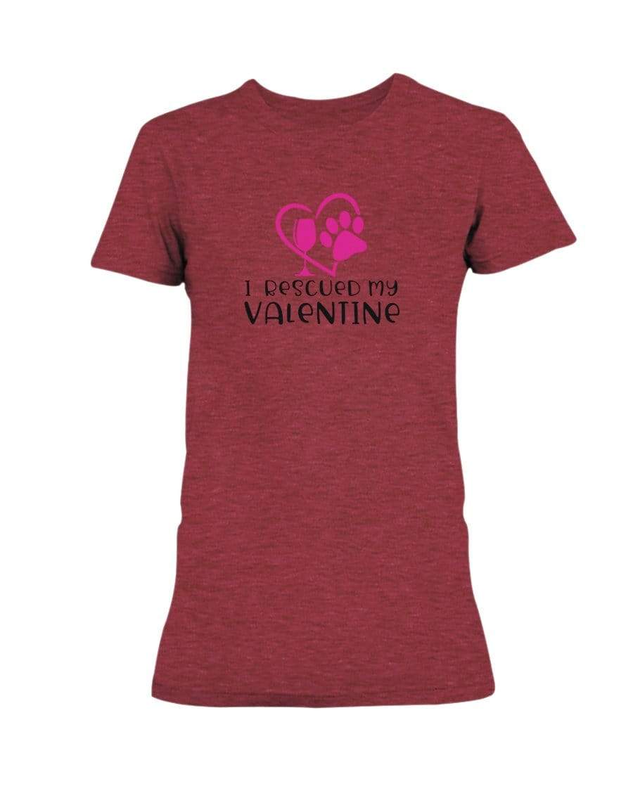 Shirts Heather Red / S Winey Bitches Co "I Rescued My Valentine" Ladies Missy T-Shirt WineyBitchesCo