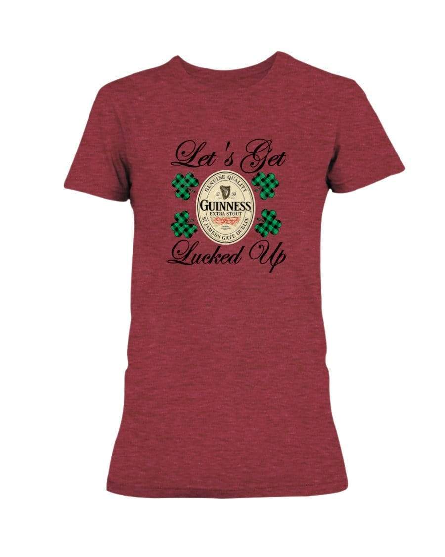 Shirts Heather Red / S Winey Bitches Co "Let's Get Lucked Up" Guinness Ladies Missy T-Shirt WineyBitchesCo