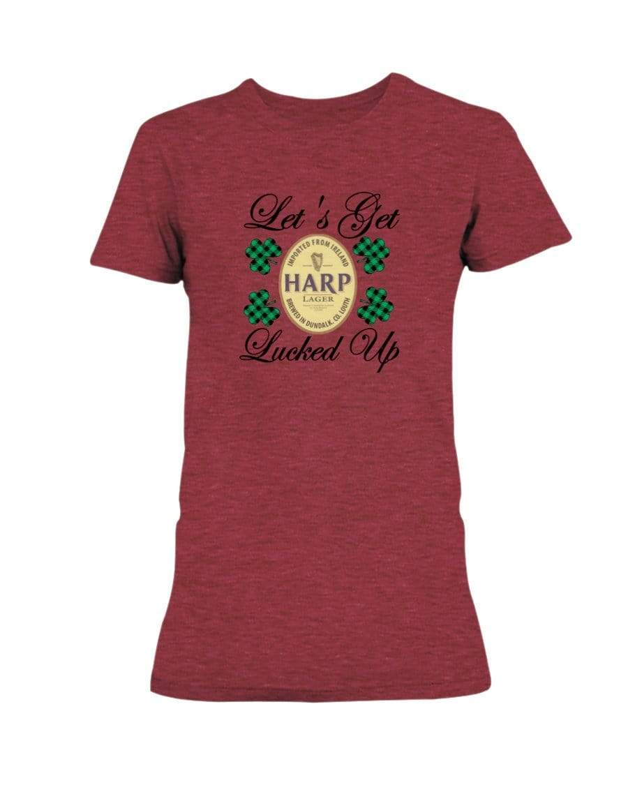 Shirts Heather Red / S Winey Bitches Co "Let's Get Lucked Up" Harp Ladies Missy T-Shirt WineyBitchesCo