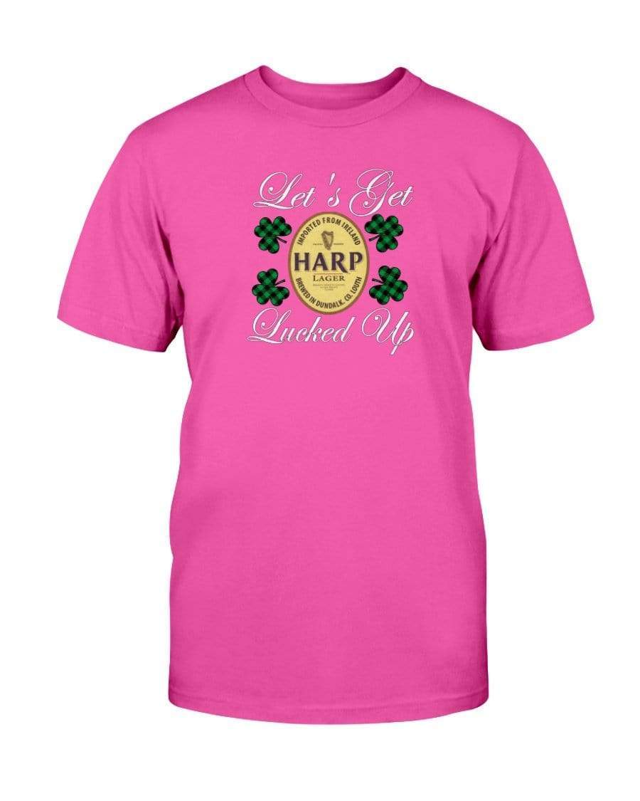 Shirts Heliconia / S Winey Bitches Co "Let's Get Lucked Up" Harp Wht Lettering Ultra Cotton T-Shirt WineyBitchesCo