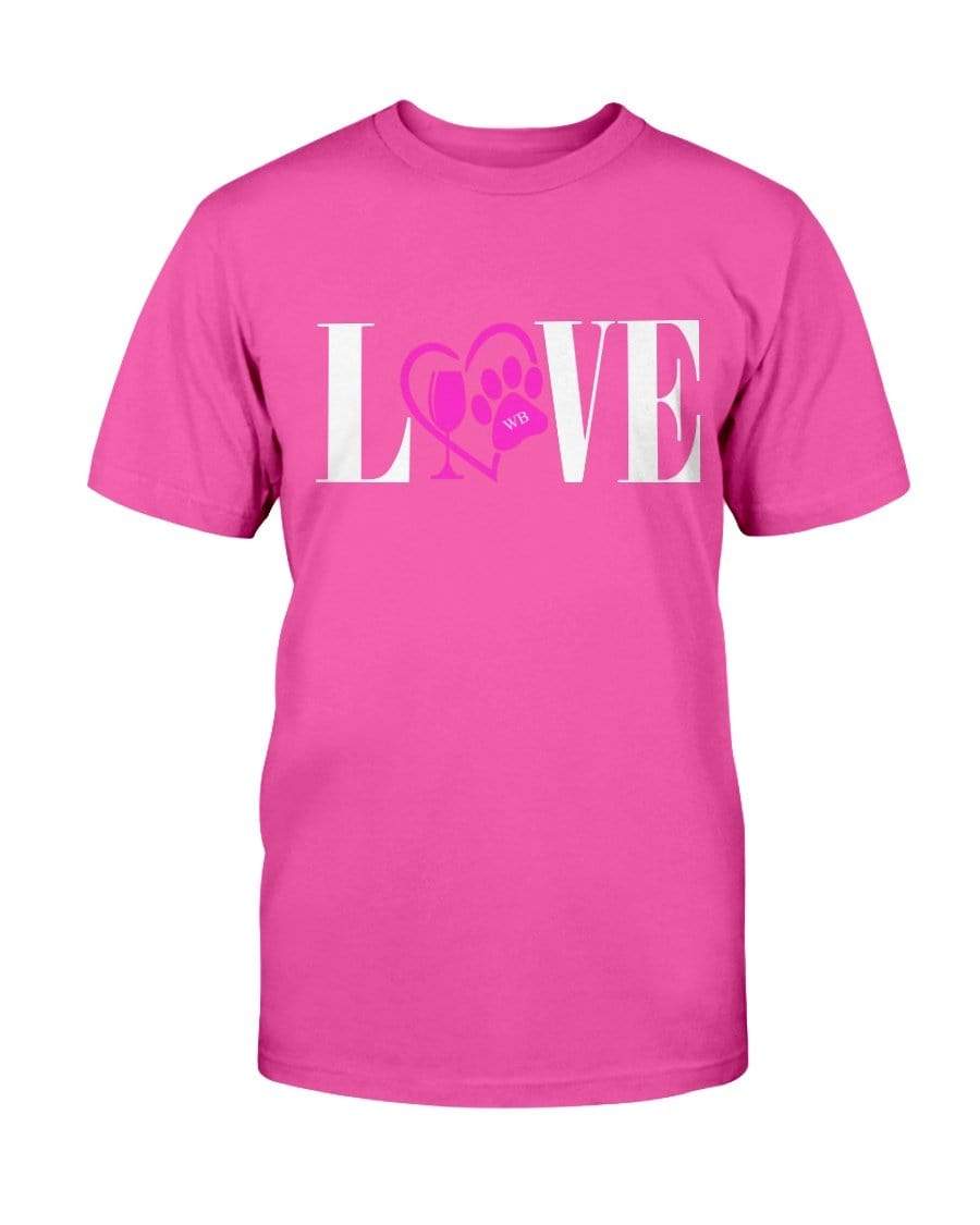 Shirts Heliconia / S Winey Bitches Co "Love" Wht Letters Ultra Cotton T-Shirt WineyBitchesCo