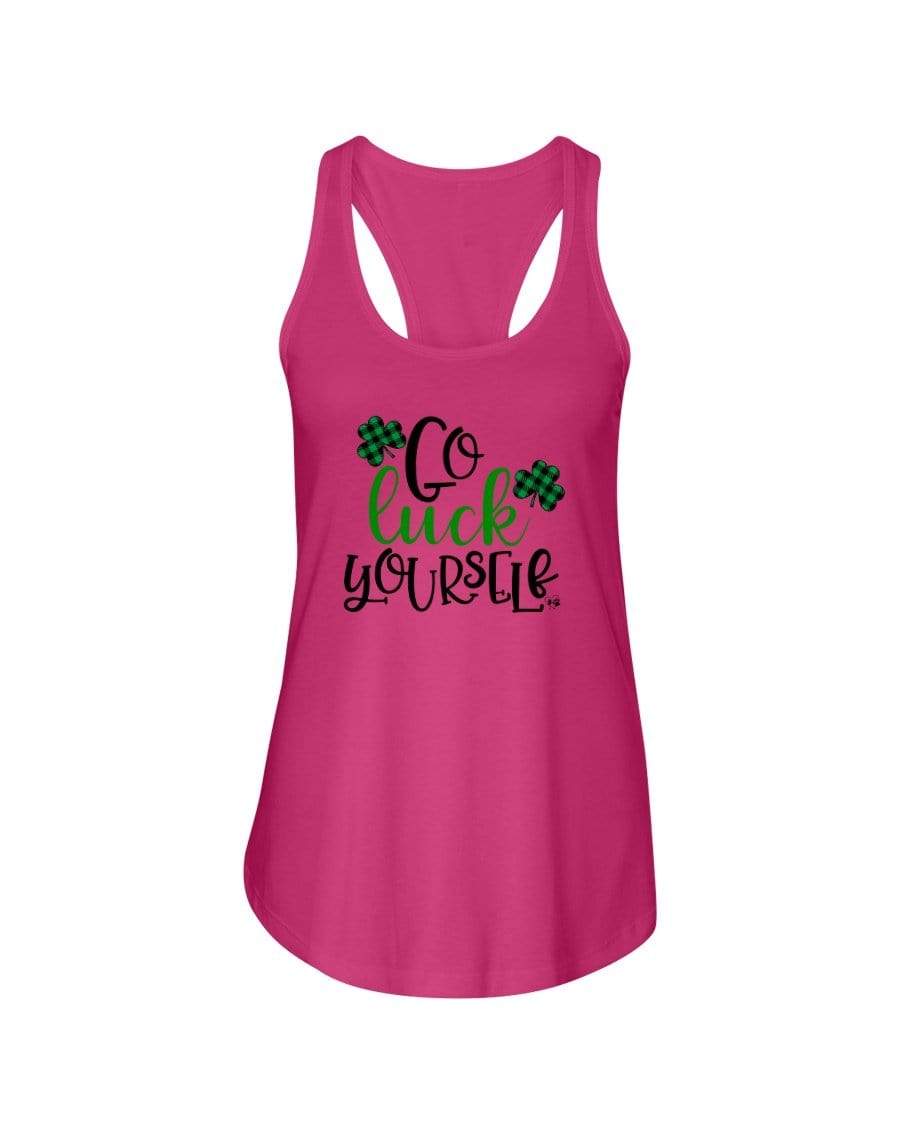Shirts Hot Pink / XS Winey Bitches Co "Go Luck Yourself" Ladies Racerback Tank Top* WineyBitchesCo