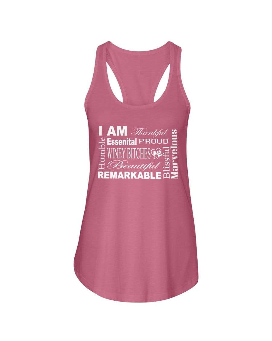 Shirts Hot Pink / XS Winey Bitches Co "I Am Essential" White Letters- Ladies Racerback Tank WineyBitchesCo