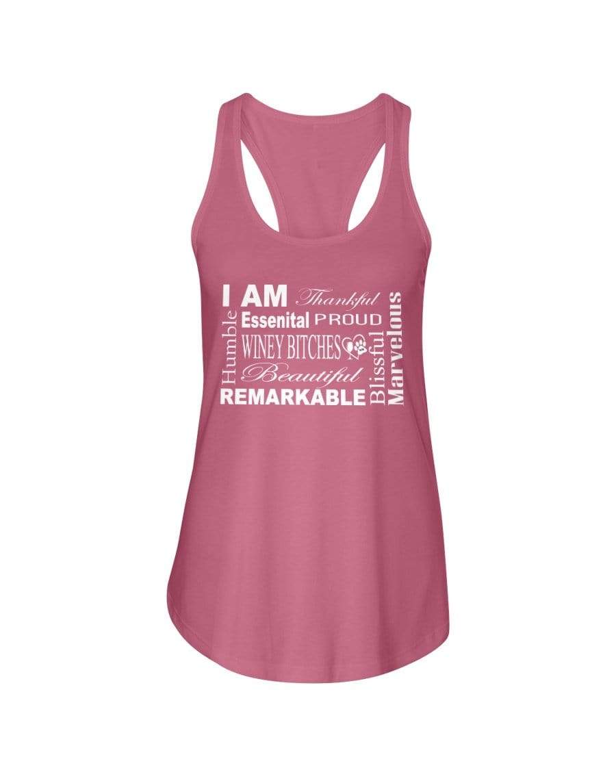 Shirts Hot Pink / XS Winey Bitches Co "I Am Proud" White Lettering- Ladies Racerback Tank WineyBitchesCo