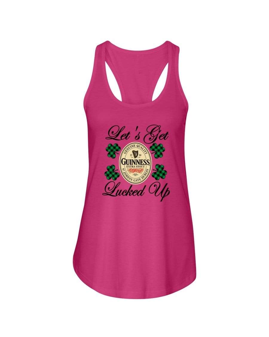 Shirts Hot Pink / XS Winey Bitches Co "Let's Get Lucked Up" Guinness Ladies Racerback Tank Top* WineyBitchesCo